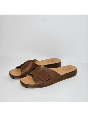 Kork-Ease Brown Mesa Slide Sandals Leather Women's Size 10 Single Wide Strap